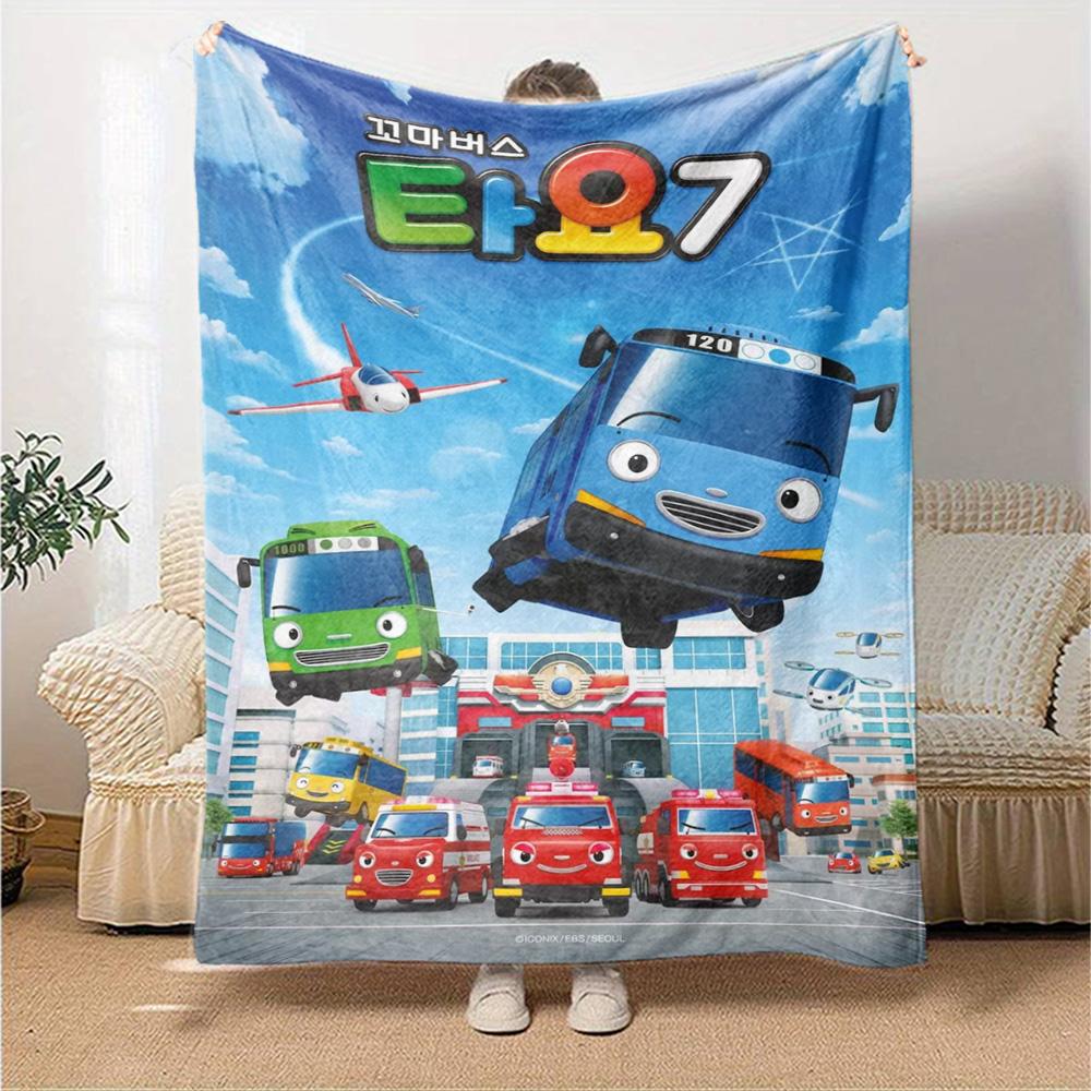 Coperta in Flanella con Stampa di Tayo il Piccolo Autobus Alta Qualità Calda Confortevole Coperta per Tutte le Stagioni Perfetta per Regali Decorazioni per la Casa