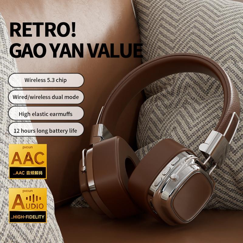 Nová retro sluchátka 2024 Bezdrátová náhlavní souprava Bluetooth DJ Stereo zvuk přes uši Sluchátka Skládací sluchátka Výběr hráče