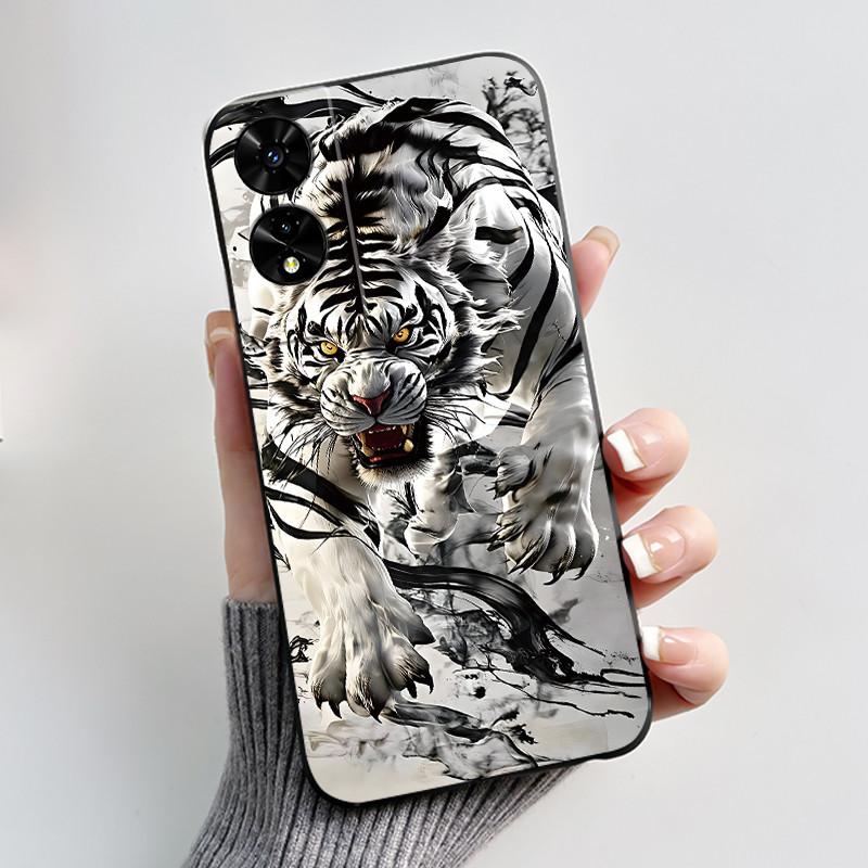 Phone Case For TCL 505 T509K T509A Bumper Black Shockproof Soft Casing Popular Lucky Cute White Furry Bear Pattern Cover