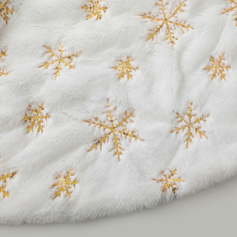 White Sequin Snowflake Plush Christmas Tree Skirt