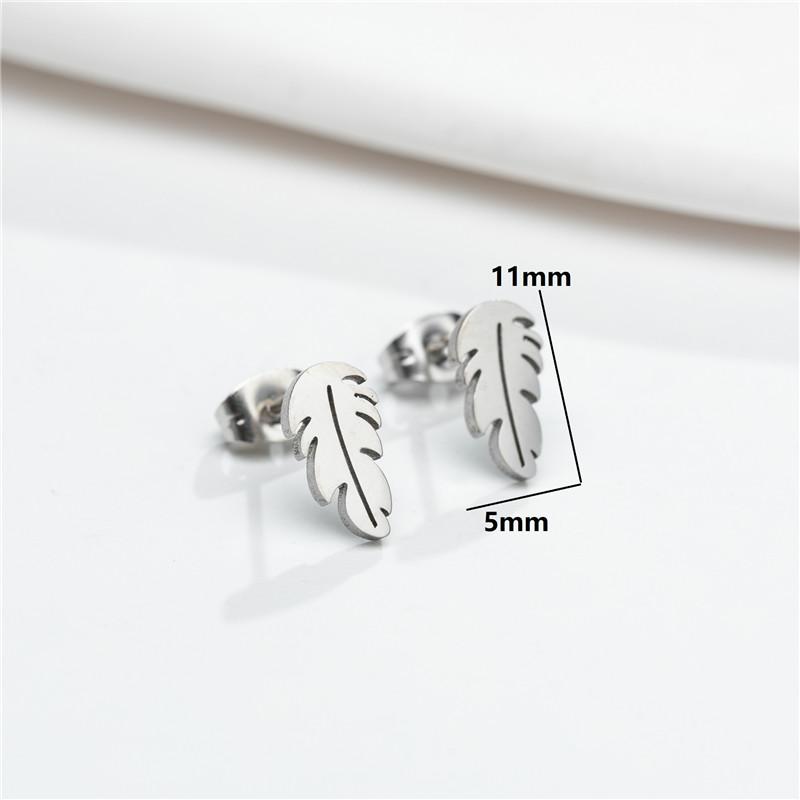 Punk Geometric Volleyball Earings Women Tiny Stainless Steel Heart Feather Triangle Umbrella Stud Earrings Pendiente Hombre
