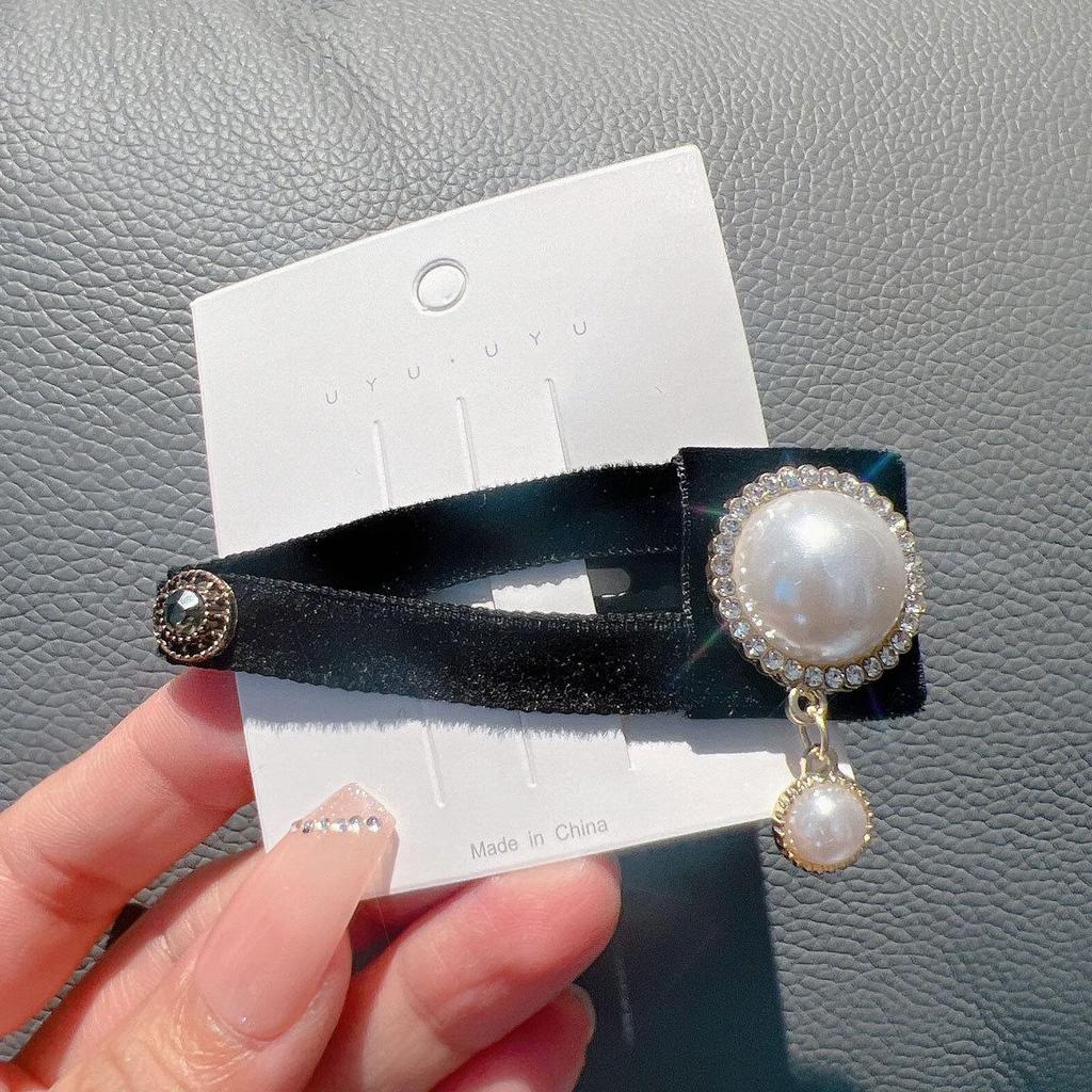 Velvet Exquisite Bangs Hairpin Side Clip - Dongdaemun Style