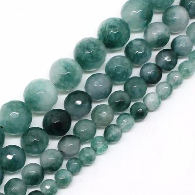 Facettierte grüne Chalcedon lose runde Perlen zur Schmuckherstellung 4 6 8 10 12mm 15 Zoll Perlen
