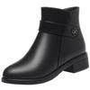 Slope heel mother shoes autumn and winter boots, new soft leather soft-soled short boots velvet leather shoes    and elderly women's cotton shoes
