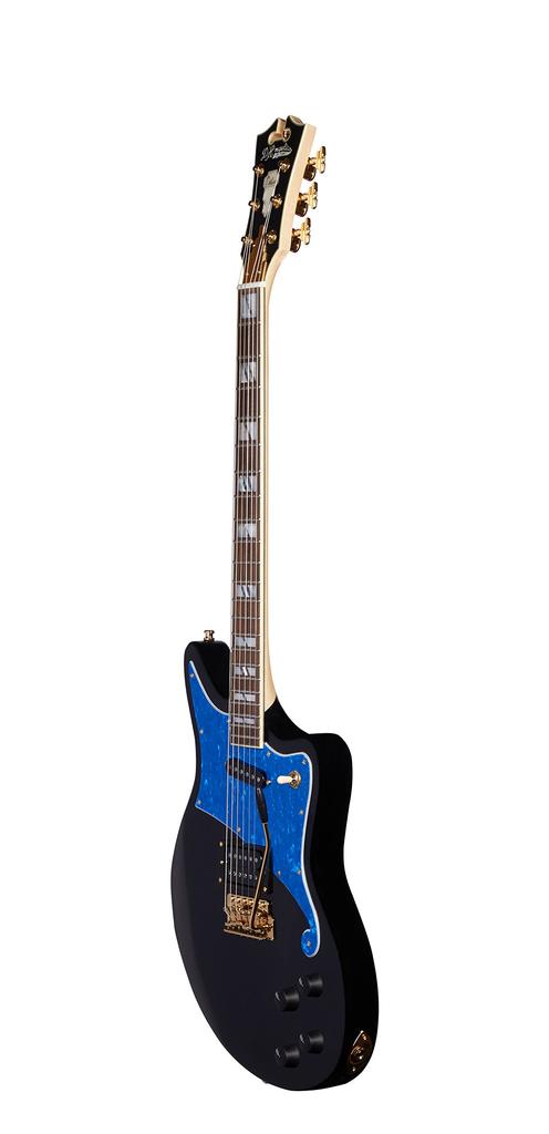 Deluxe Bedford Black with Blue Pearl Pickguard and Tremolo D'Angelico