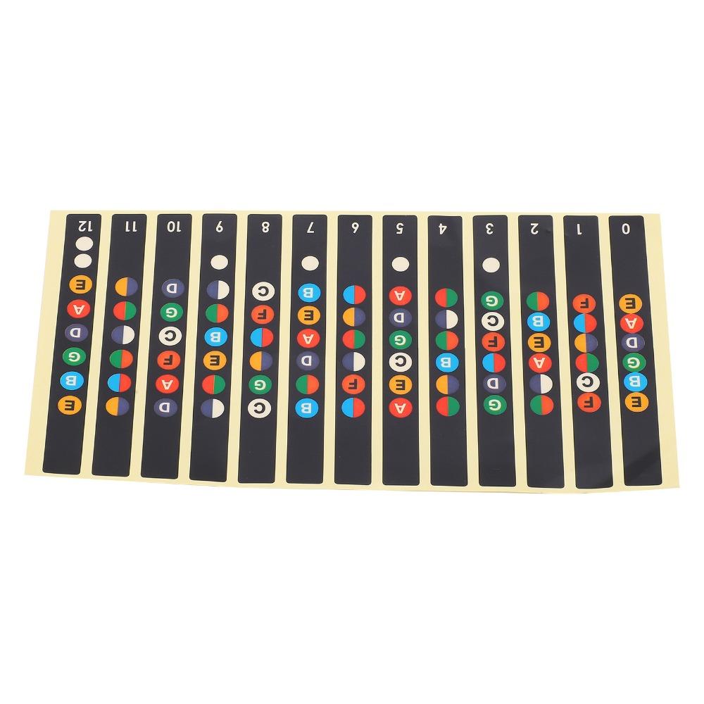 6PCS Black Color Fretboard Note Decals Self-Adhesive Guitar Fret Stickers For Guitar Practice Use