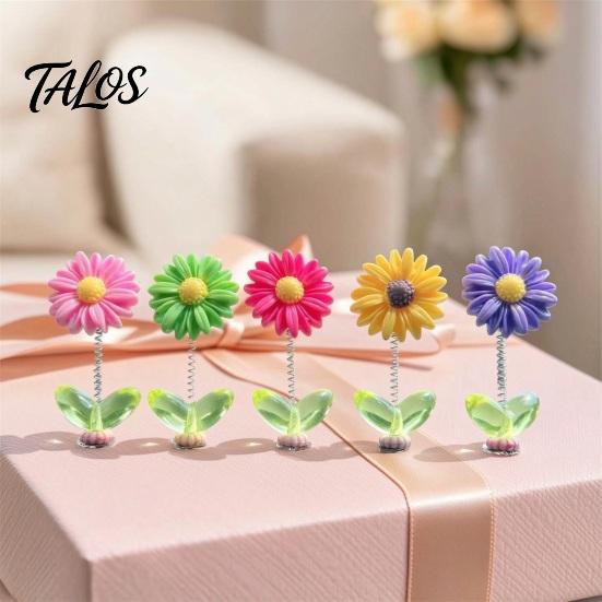 Flower Dashboard Ornaments Spring Wobbly Car Ornament, Shaking Head Sunflower Interior Decor, Cute Aesthetics for Rearview Mirror And Home Office