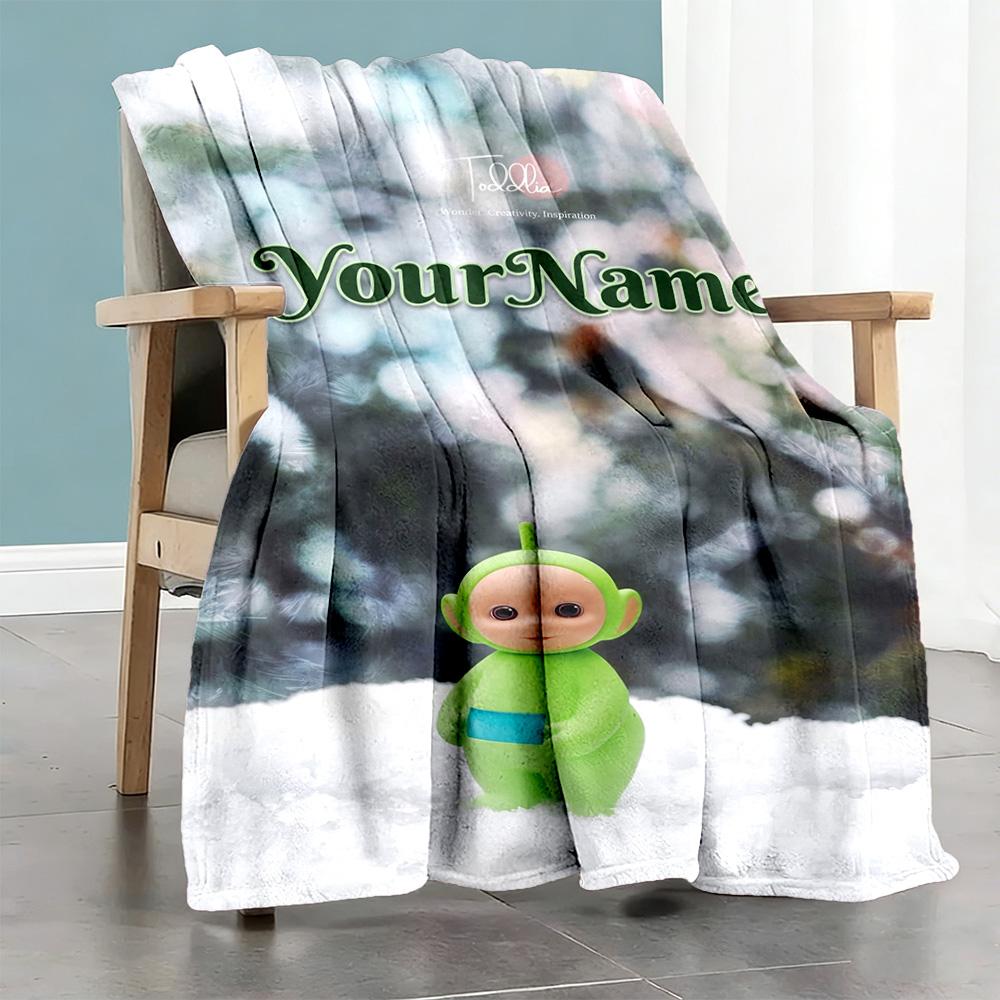 Teletubbies Customize Your Name Blanket Gift Customizable Blanket Soft & Cozy Great for Picnics Office Chair Seaside Nap Four Seasons Multipurpose