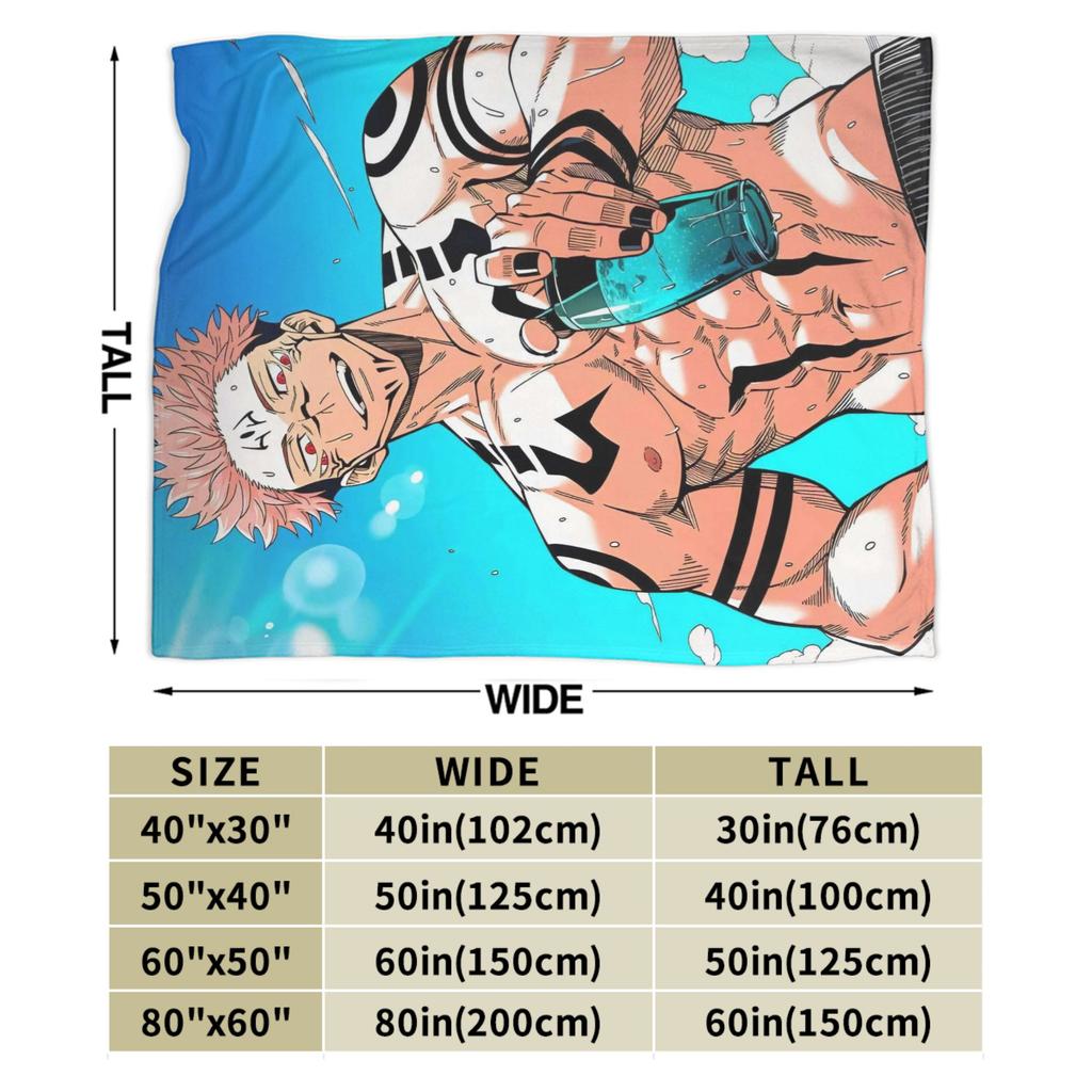 Ryomen Sukuna Jujutsu Kaisen Super Warm Blanket Students Plush Throw Blanket Fluffy Outdoor Flannel Bedspread Sofa Bed Cover