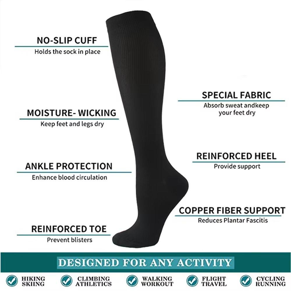 Solid Color Compression Socks Stretchy Leg Support Knee Sock Fashion Pain Relief  Women Men