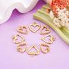 FASHEWELRY 8Pcs 18K Gold Plated Heart Charms Golden Brass Heart Pendants Hollow Heart Dangle Bezel Charms for Valentine's Day DIY Earring Necklace