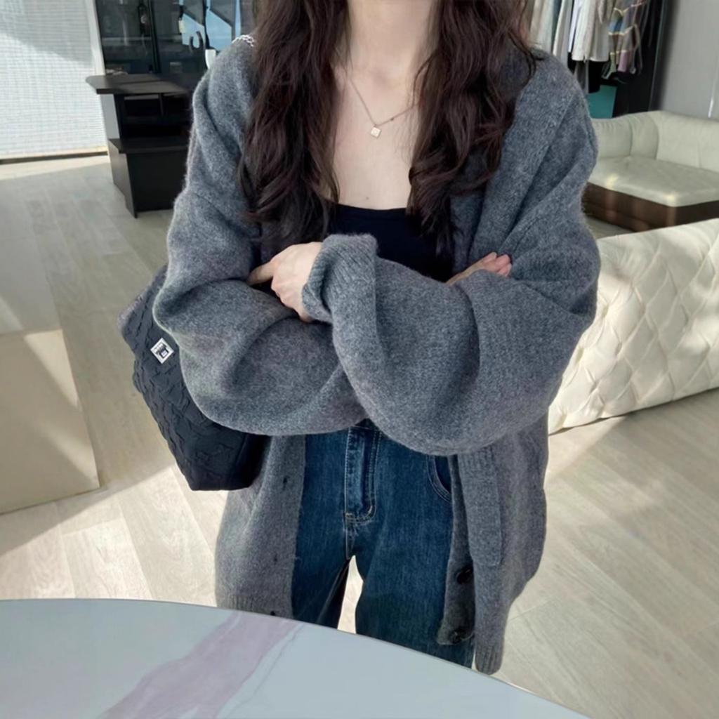 Medium and Long Casual Pocket Knitted Cardigan Women's 2025 Autumn and Winter New Soft Waxy Lazy Wind Sweater Jacket Women