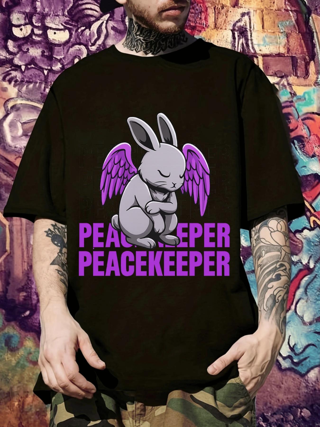Black T-shirt - Cute Bunny Angel Graphic Tee - Soft Everyday Shirt for Casual Outfits XXL
