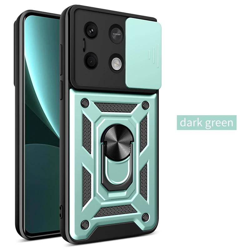 Armor Case For Xiaomi Poco F6 X6 M6 Pro M5 F5 X5 GT C65 C40 4G 5G Cover Lens Protection With Ring Magnetic Holder Coque Fundas