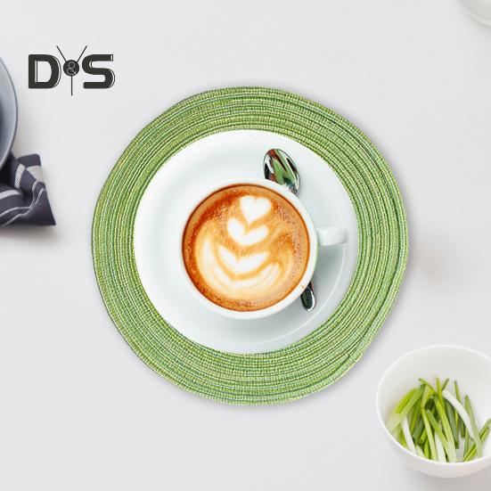 2 Pcs Anti-Slip Round Table Mat Set Woven Placemats Dining Table Non-Slip Coasters for Kitchen Heat Resistant Bowl Pads Drink Mats