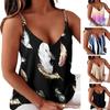 V-neck Bez rękawów Pasek z łańcuszkiem Kamizelka damska Sexy Tie-dye Print Loose Camisole Top Odzież damska