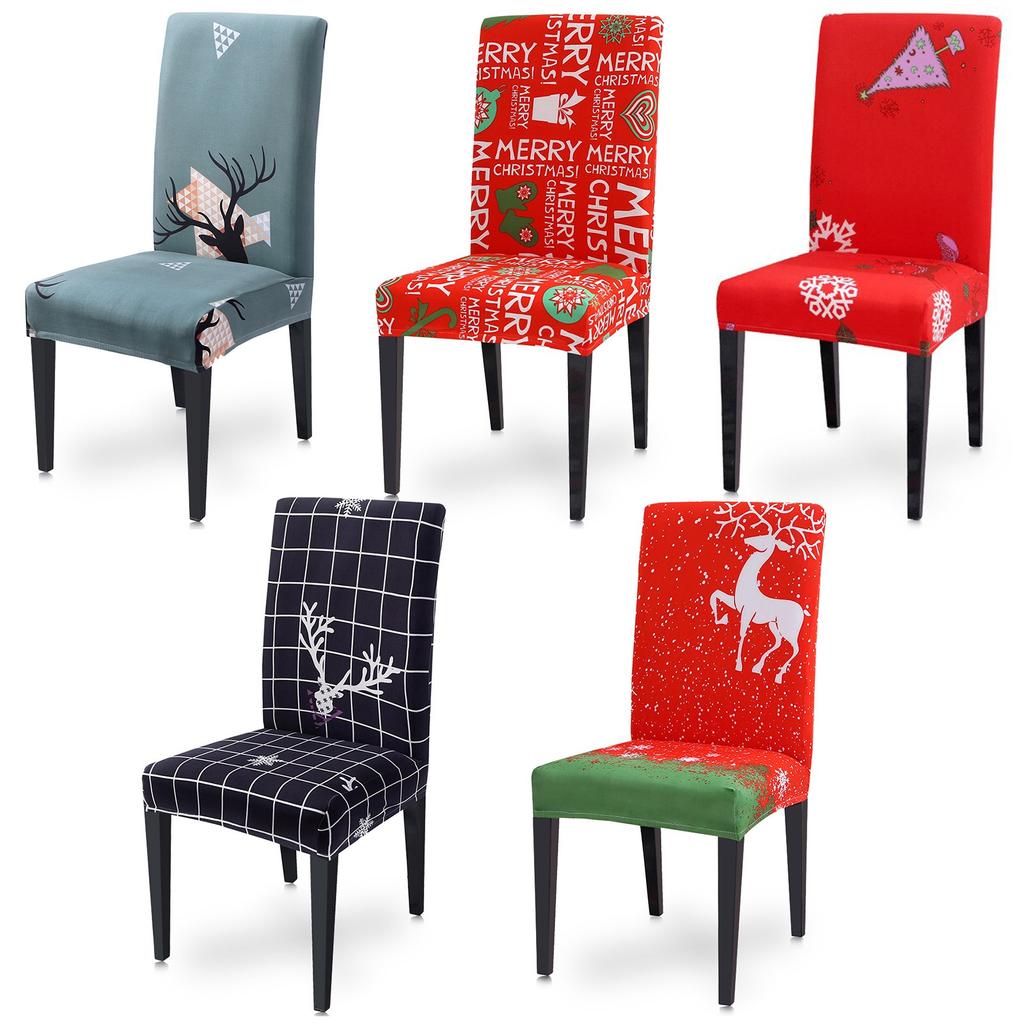 Christmas Chair Cover Dining Chair Protecting Slipcover Elastic Chair Cover Furniture Decor