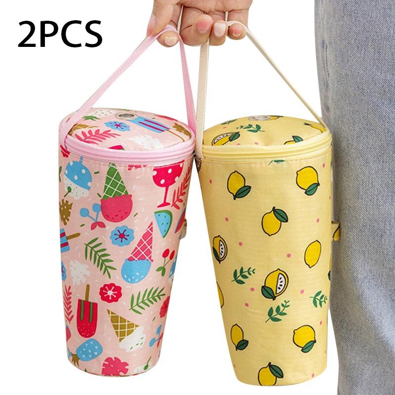 Reusable Iced Coffee Cup Sleeve Portable Milk Tea Tote Bag Heat Preservation Bag Carrying Insulated Cup Cover Umbrella Bag