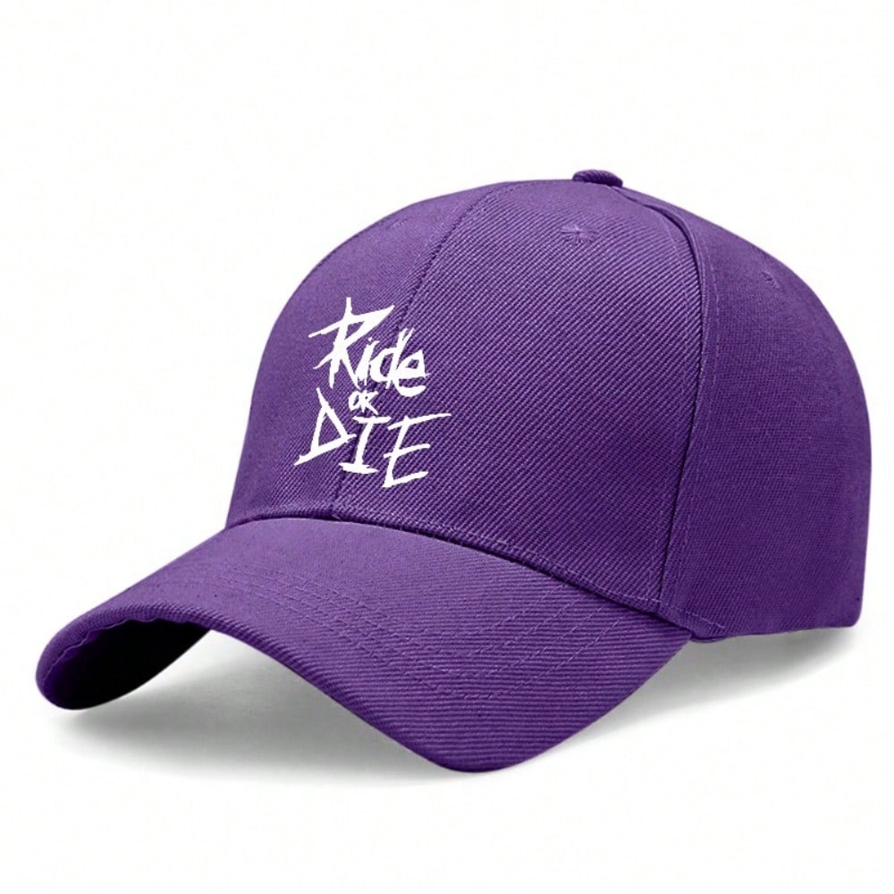 [Light Beige Baseball Cap] Ride Or Die Letter Print Polyester Adjustable Breathable Casual Streetwear Outdoor Sports Dad Hat For Men Women