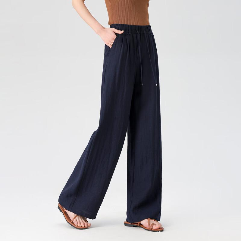 La Chapelle Women's Linen Blend High-Waisted Wide-Leg Pants