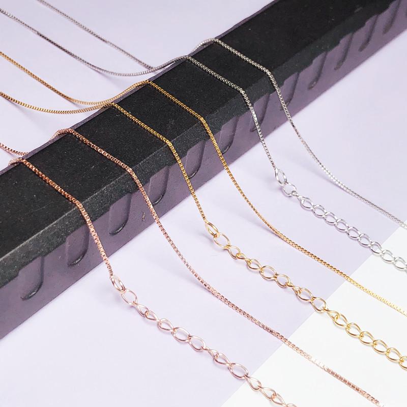 S925 Sterling Silver Women’s Adjustable Box Chain Necklace Choker with Extension