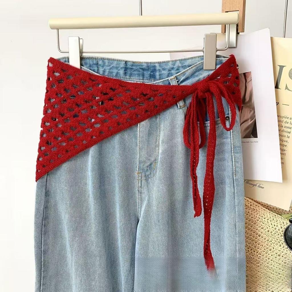Display Temperament Tassel Line Hook Fart Curtain Hollow Design Fashionable Versatile Spice Girl with Straps Outside