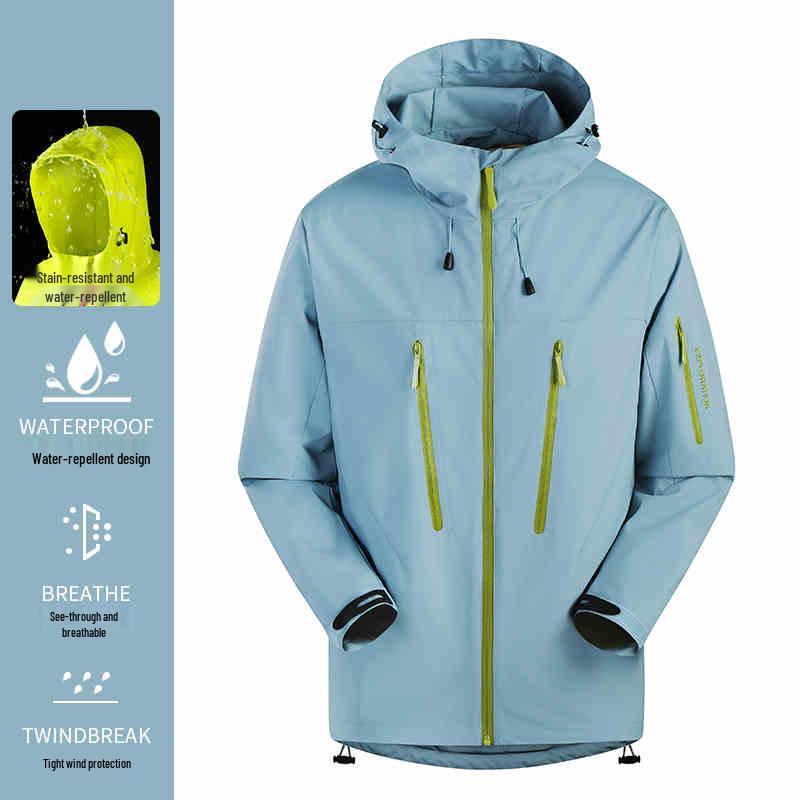 Big Brand Blue Assault Jacket 2025: Windproof, Waterproof, Stylish for Men & Women, Ideal for Spring & Autumn Mountaineering.
