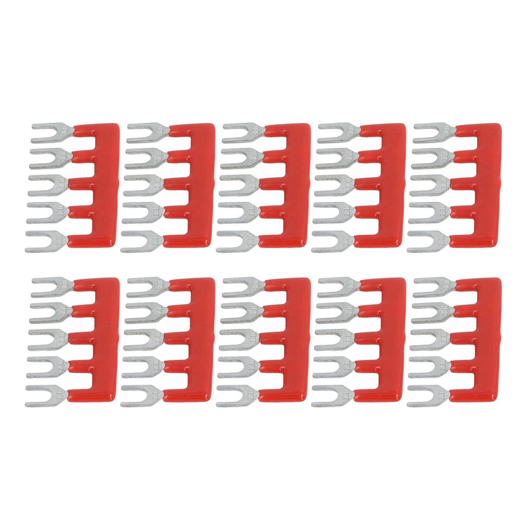 10pcs Fork Type Terminal Strips 400V 15A Pure Copper PVC Flame Retardant Jumper Block Terminal Strips for Factory Red