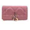 S0983ONMJ 4-stitch Quilting My Dior Aster Lambskin Canage Key Holder  Pink Lambskin Used