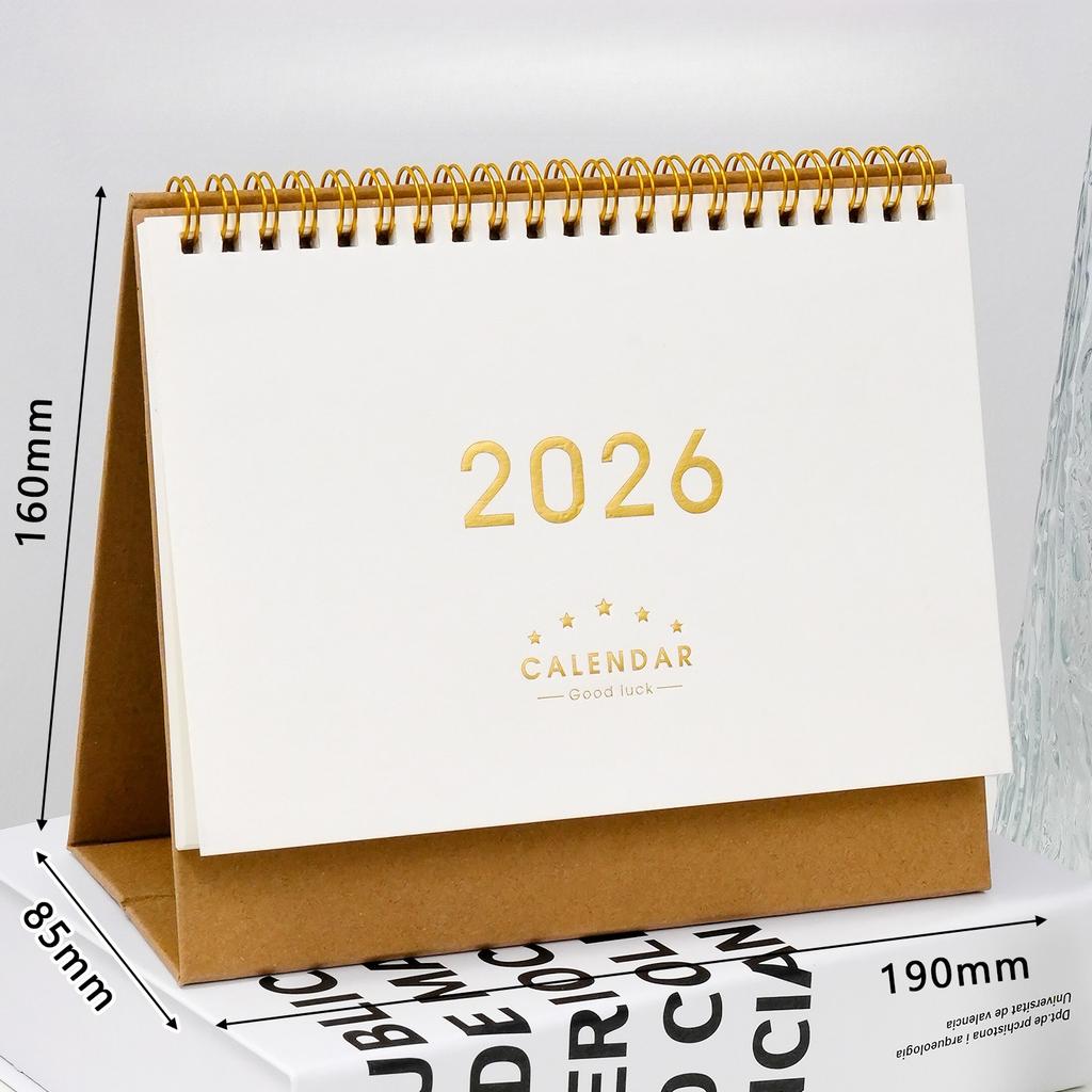 1pcs 2026 Vintage Kraft Paper Desk Calendar, Thick Monthly Grid for Office & Home, Efficient Planning & Decor, Calendars