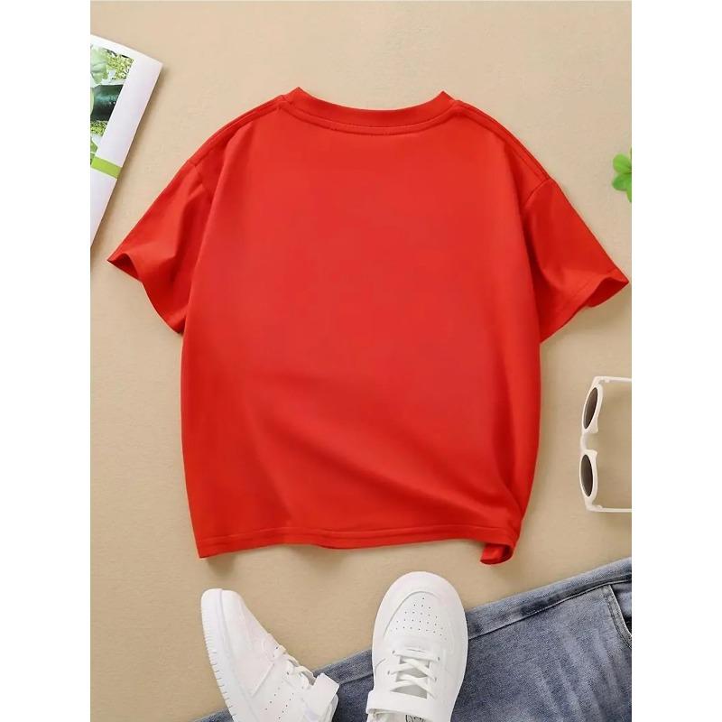 European sizes Girls Cotton Short-sleeve T-shirt, Soft and Comfortable Daily Wear, Suitable for Home, Outdoor and Sports Activities