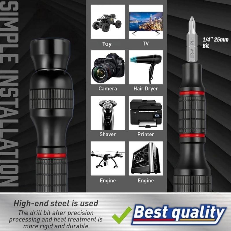Multi Functional Screwdriver Set Aluminum Alloy Handle Universal 6.35MM Interface Multi Specification 25mm Long Bit Set Tool Kit