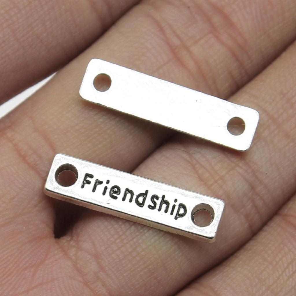20 stuks Woord Connector Bedels Voor Sieraden Maken Antiek Brons Zilverkleurige Hangers DIY Ambachten Maken Onderdelen Tibetaanse Sieraden