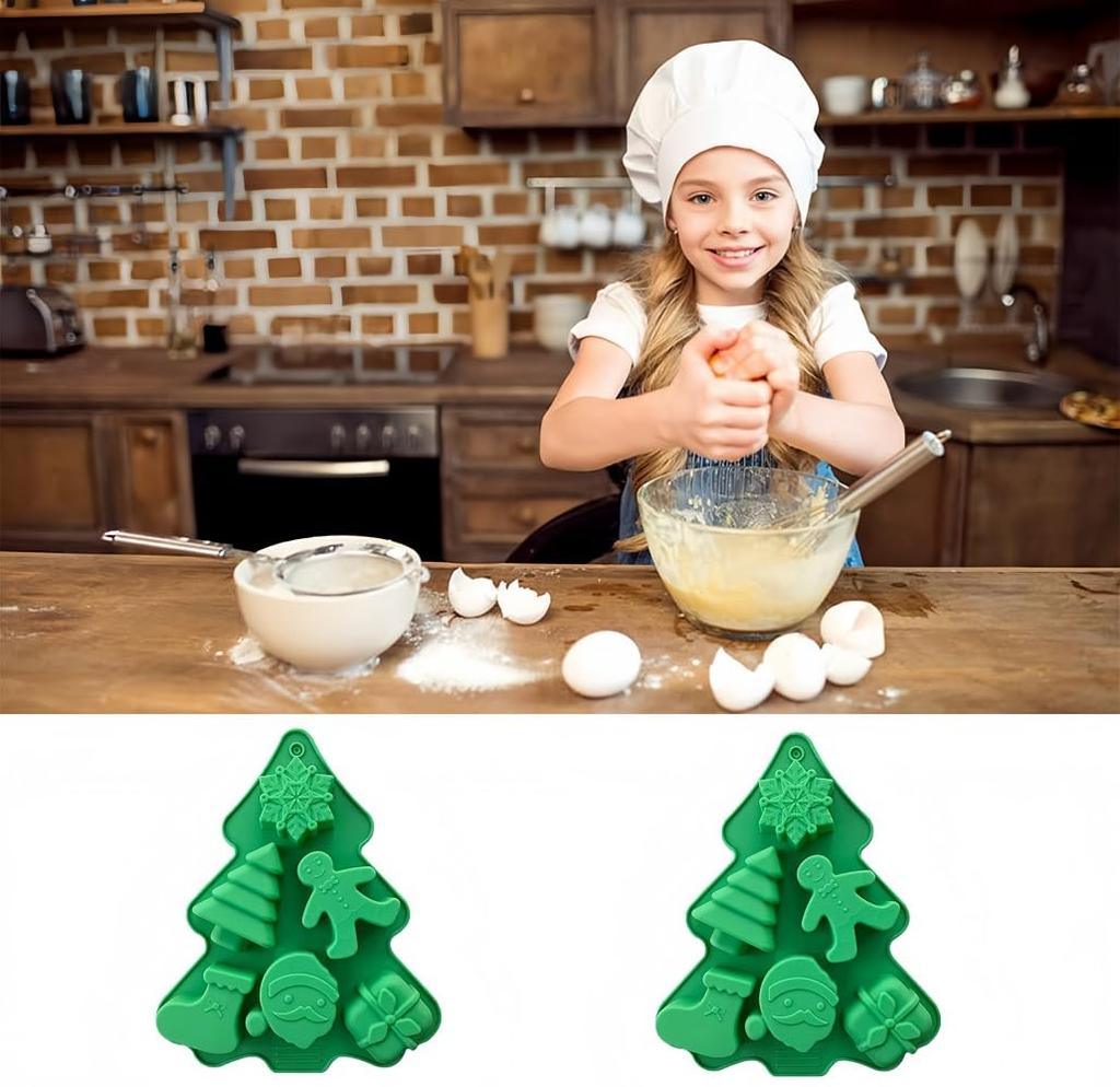 Christmas Silicone Baking Mold for Candy Chocolate Making Santa Tree Shapes Food Grade Non Stick Mold for Home Kitchen Holiday