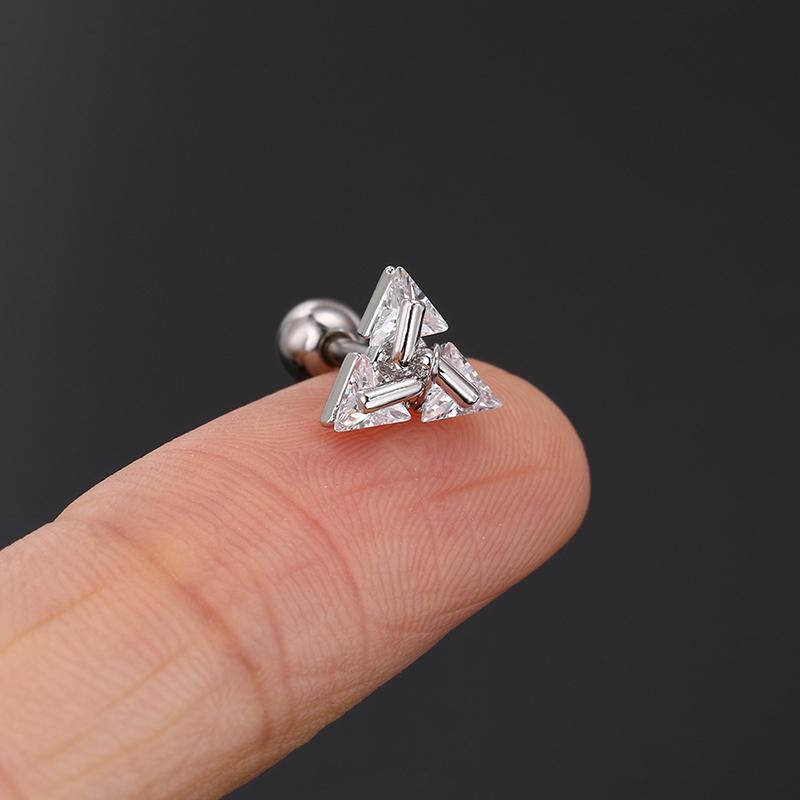 Fashionable And Creative Triangle Inlaid Zircon Earrings Suitable For Men And Women Cool Hip-hop Punk Style Jewelry Gifts