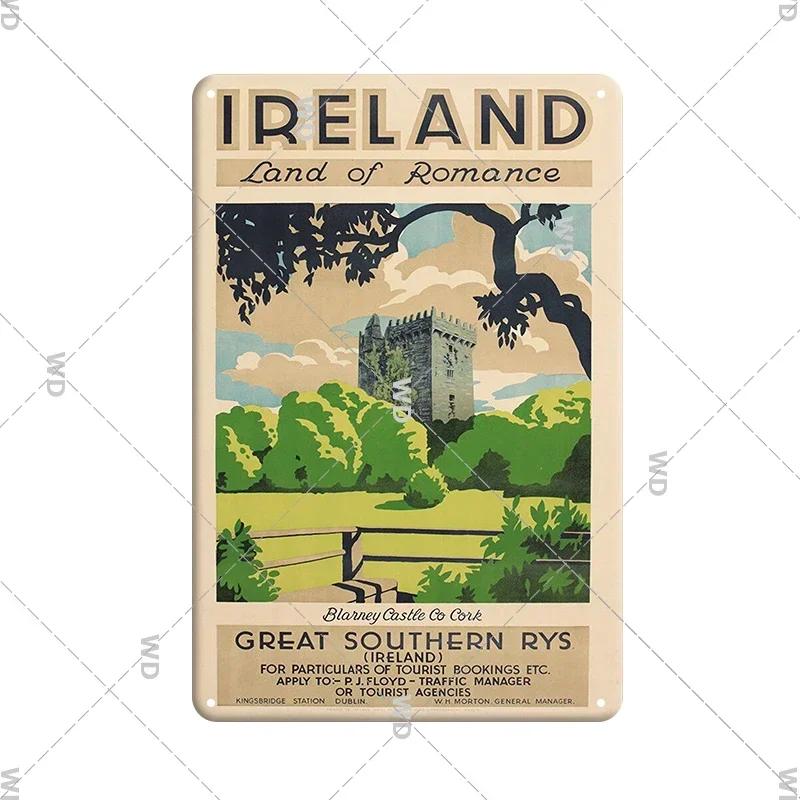Irland Dublin Stadsvy Vintage Retro Metallplåt Skylt Dekorativ Tallrik för Hem Klubb Vägg Gåva