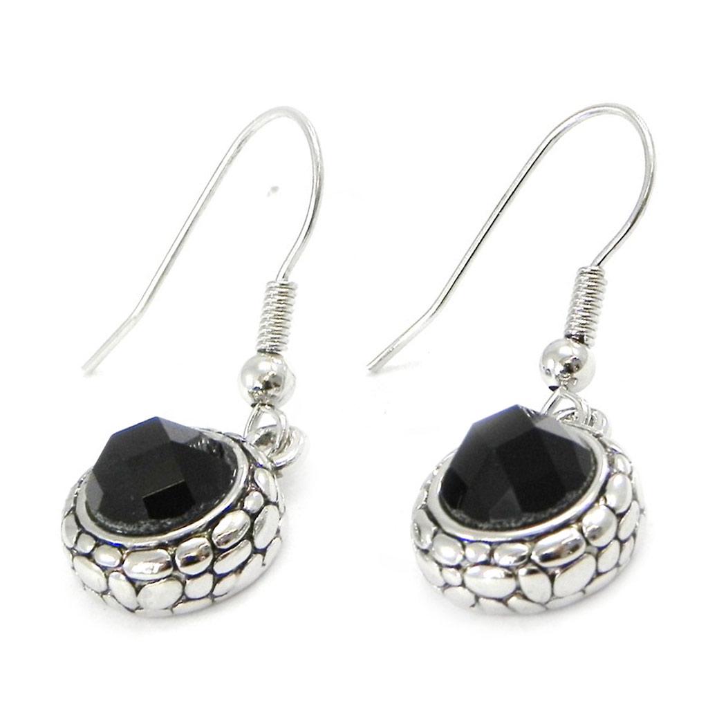 Les Trésors De Lily [I3789] - Silver-black 'Cunégonde' Designer Earrings