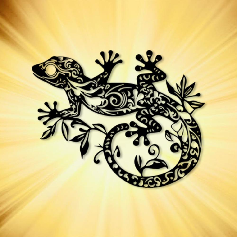 Vintage Floral Gecko Metal Wall Art 2D Flat Durable Iron Garden Patio Decor Thanksgiving Harvest Gift for Reptile Lovers Outdoor Home Lizard Ornament
