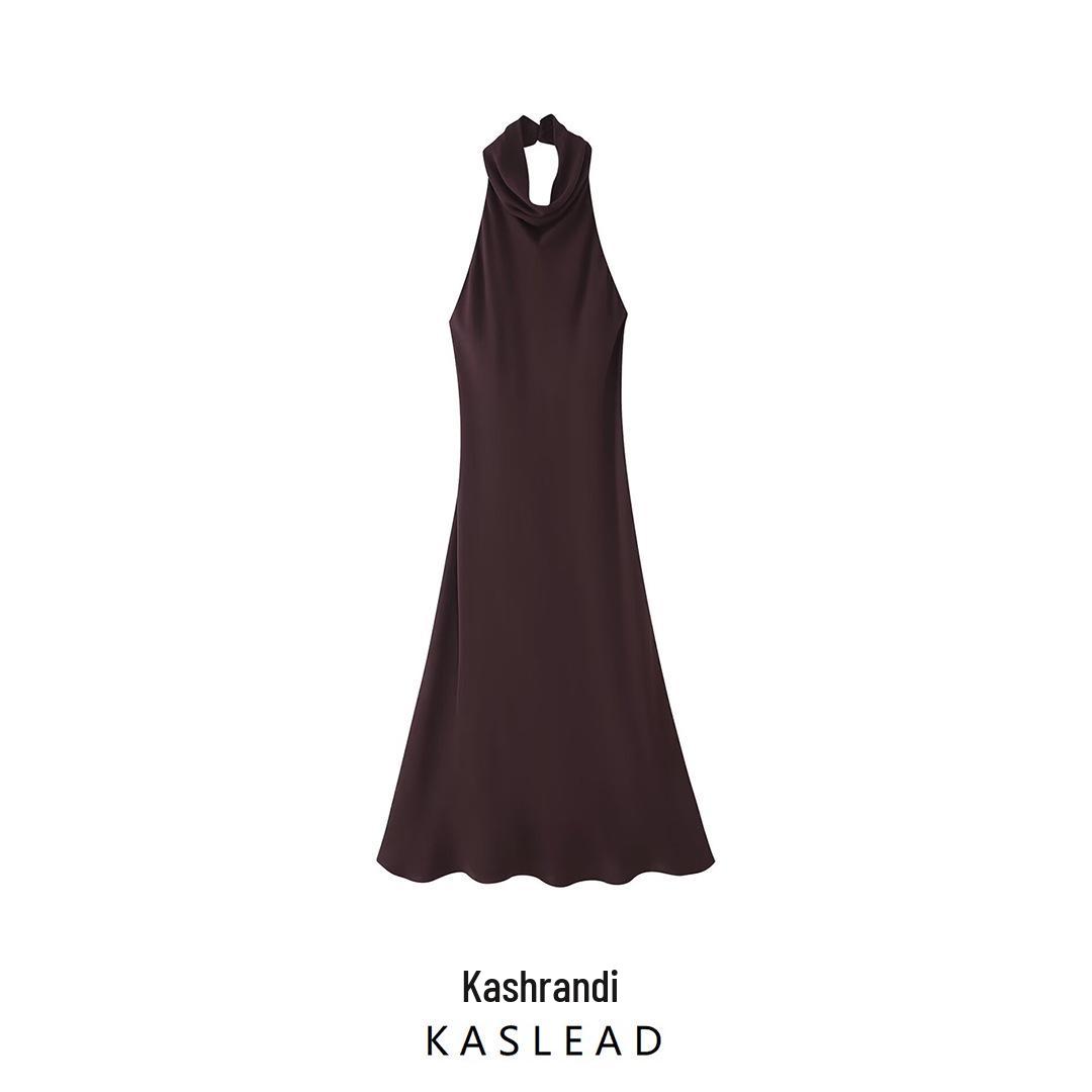 

Spring 2025 Women s European & American Style Halter Neck Dress - Fashionable & Simple L
