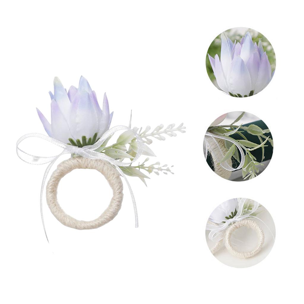 Floral Napkin Ring Artificial Flower Dinner Napkin Holder for Table Decoration Wedding Picnics Banquet Birthday