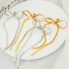 French Retro Long Tassel Bow Earrings, Gold Plated Titanium Steel, Niche Design