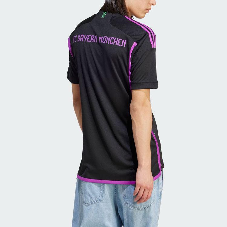 Adidas FC Bayern 23/24 Away Jersey with Three-Stripes Letter Print Short Sleeve Men Tops Black HR3719