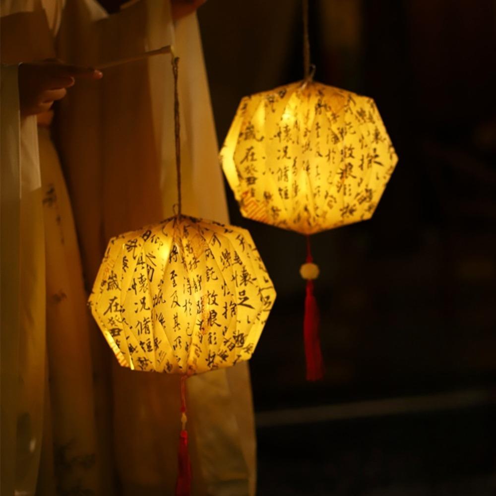 Chinese DIY Lantern Ornament Portable Calligraphy Lotus Lantern  Celebration Party