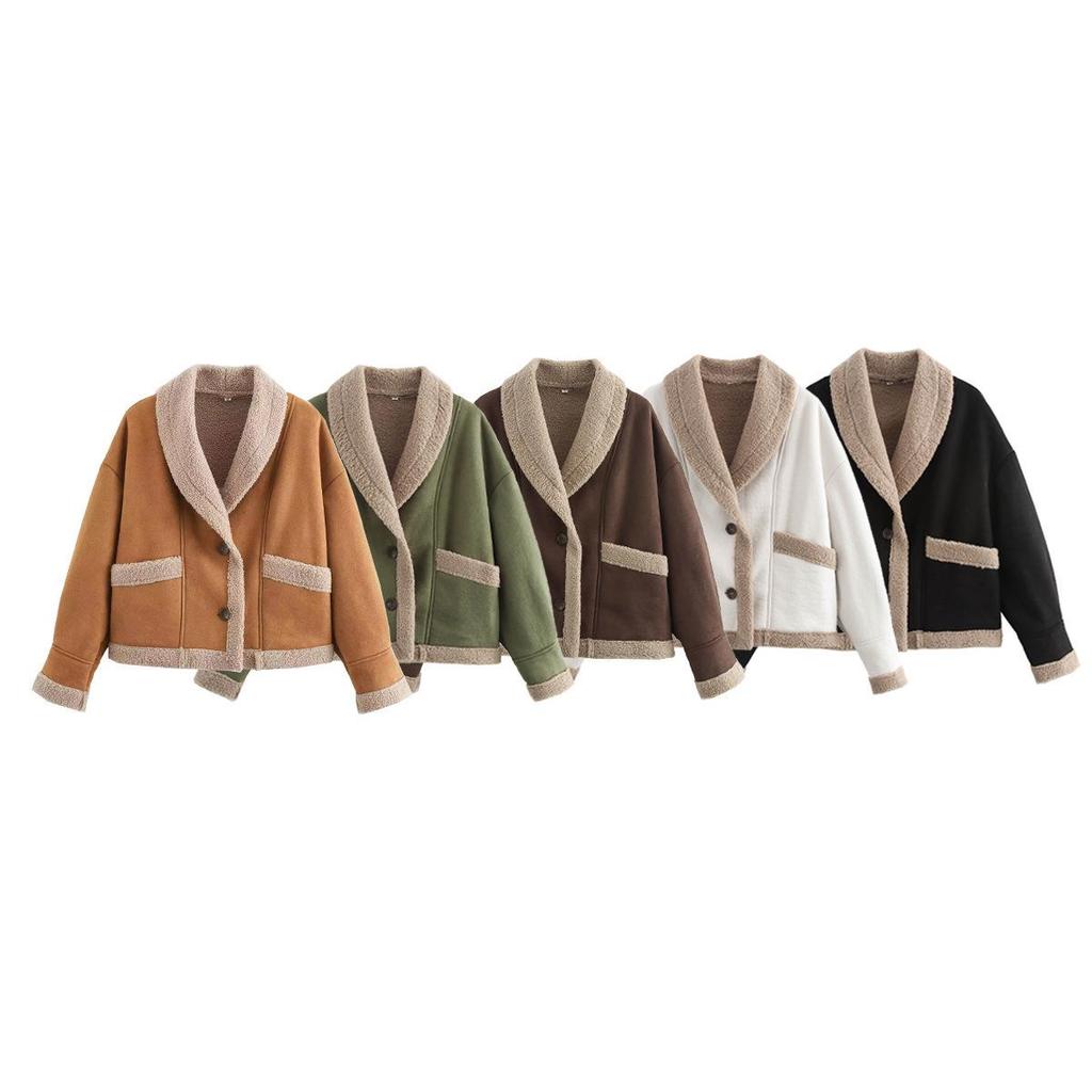 Autumn/Winter 2024 Women's American Retro Leather and Fur Wool Coat with Lapel