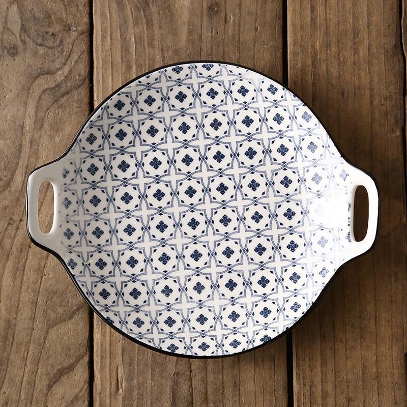 

Di Rui En Nordic Underglaze Ceramic 9-Inch Double-Handle Dinner Plate