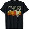 Vintage Sunset Horse Wildlife Animal Save Our Wild Mustangs T-Shirt