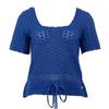 Mayla Women's Royal Blue Knit Top with Ties and Round Neck