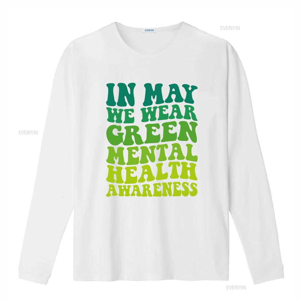 Retro Green Gradient In May We Wear Unisextal Health Awareness Print Casual T Shirt vintage Washed Slightly designer clothes