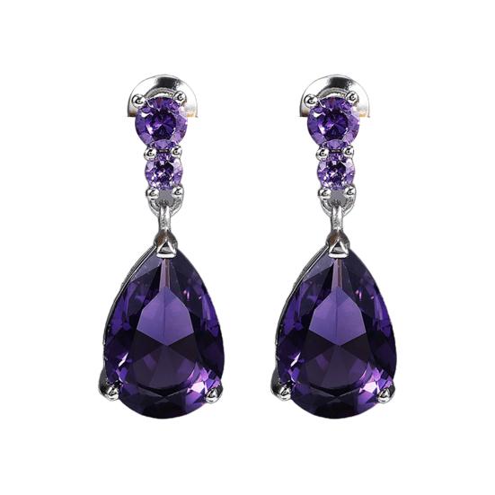 1 Pair Women Drop Earring Water Drop Shape Cubic Zirconia Dangling Earrings
