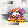 For Hello Kitty, Hearts, CelebrationAnime-Themed Flannel Blanket, Glam Style, Digital Print, All-Season Comfort, Tear-Resistant, Knitted Cra